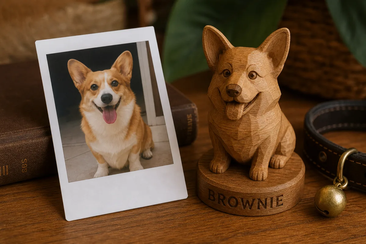 Dari foto anjing menjadi figur kayu
