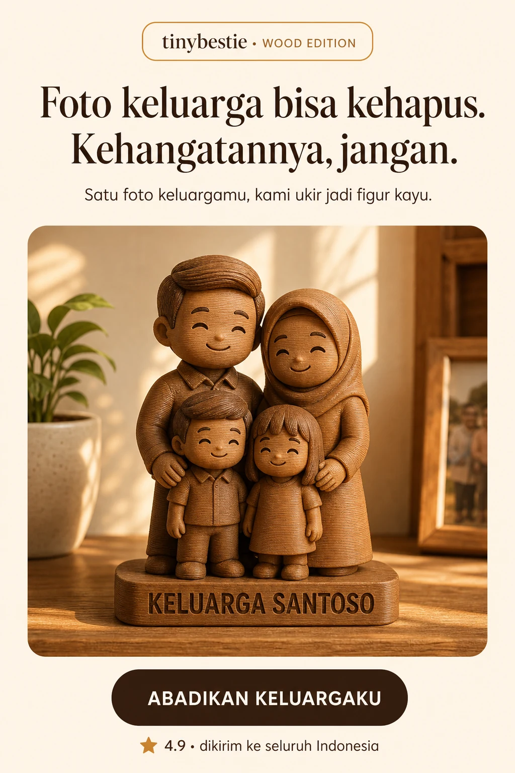 tinybestie WOOD EDITION — Figur Kayu Keluarga